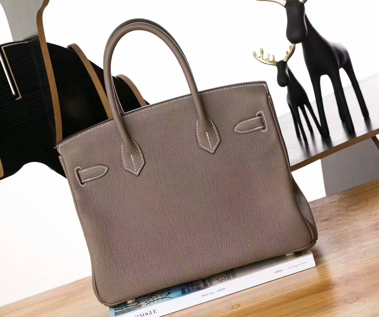 爱马仕Birkin包包 Hermes CK18大象灰原厂togo牛皮铂金包30cm