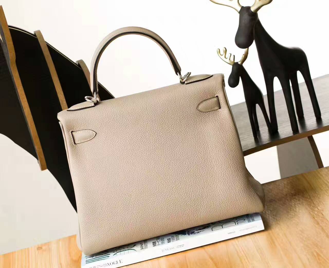 爱马仕凯莉包新款 Hermes Kelly 28cm CK81斑鸠灰原厂togo牛皮 银扣