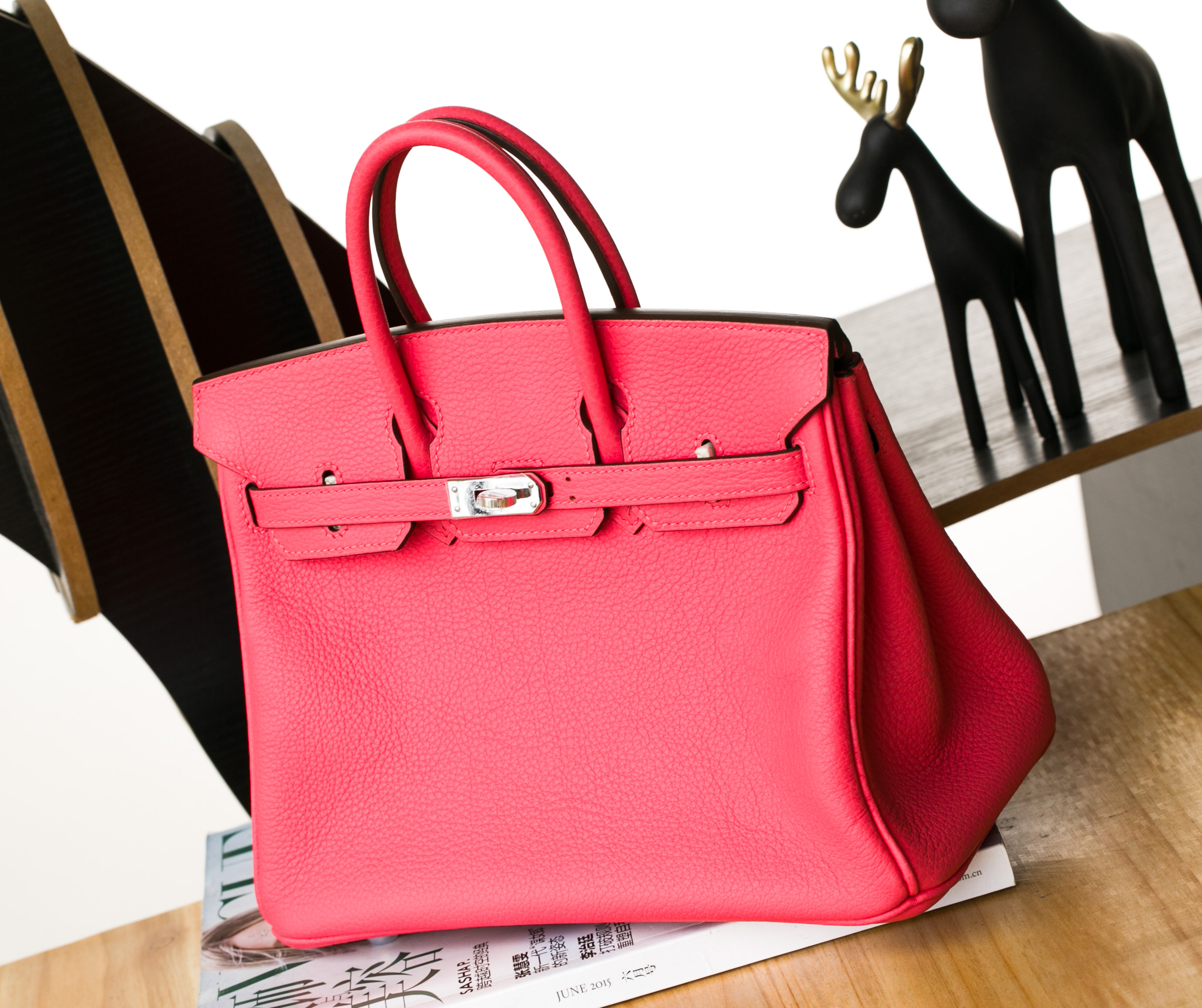 爱马仕铂金包价格 Hermes Birkin 25cm U5唇膏粉原厂Togo牛皮 银扣