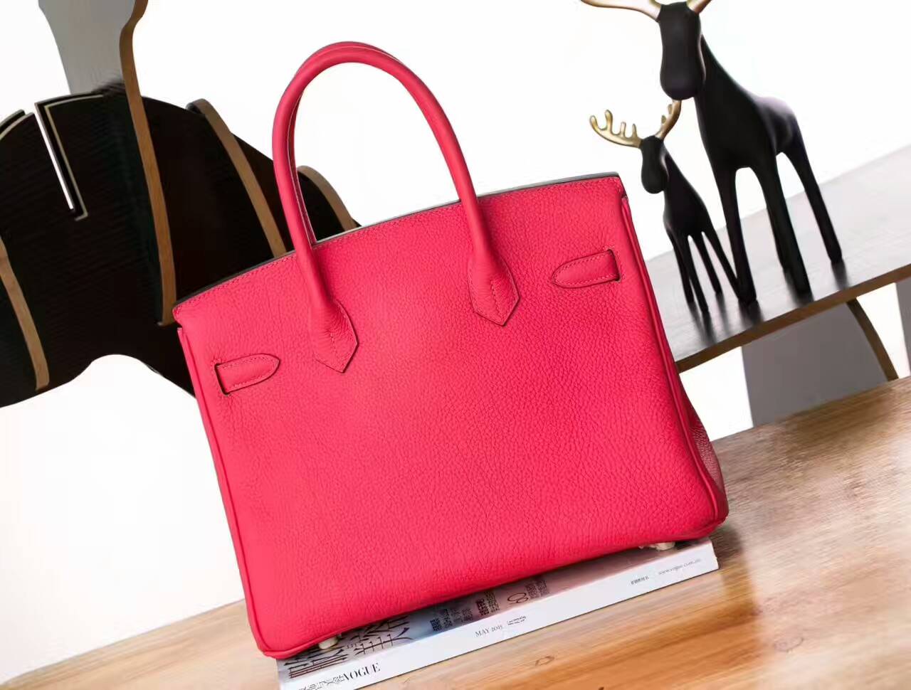 厂家直销 Hermes爱马仕原厂togo牛皮铂金包Birkin30cm 8W唇膏粉