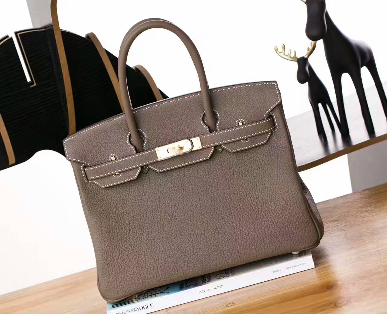 爱马仕Birkin包包 Hermes CK18大象灰原厂togo牛皮铂金包30cm