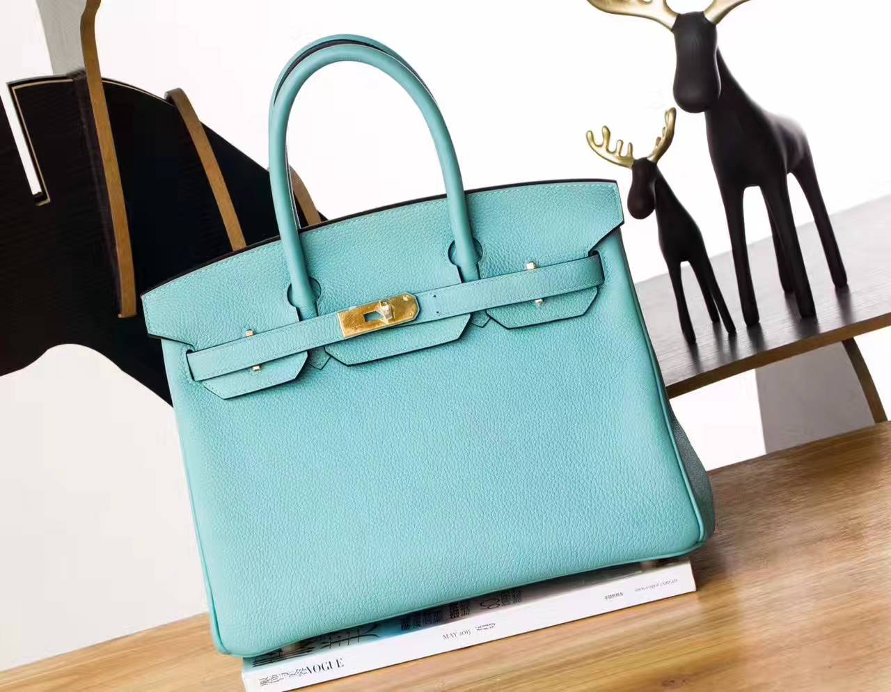 爱马仕铂金包尺寸 Hermes Birkin 30cm 3P马卡龙蓝原厂togo牛皮