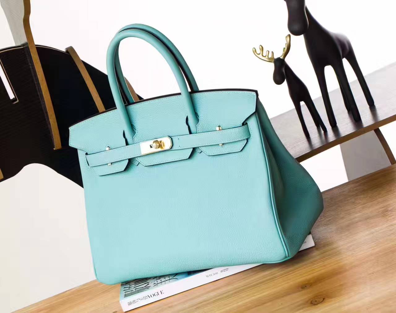 爱马仕铂金包尺寸 Hermes Birkin 30cm 3P马卡龙蓝原厂togo牛皮