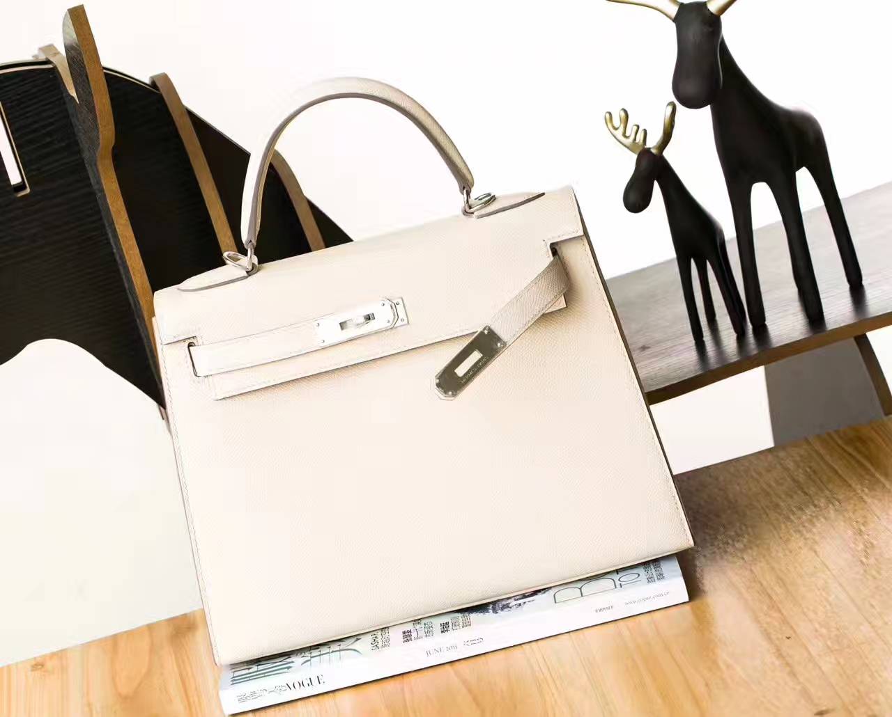 爱马仕凯莉包新款 Hermes Kelly 28cm 奶昔白原厂epsom牛皮