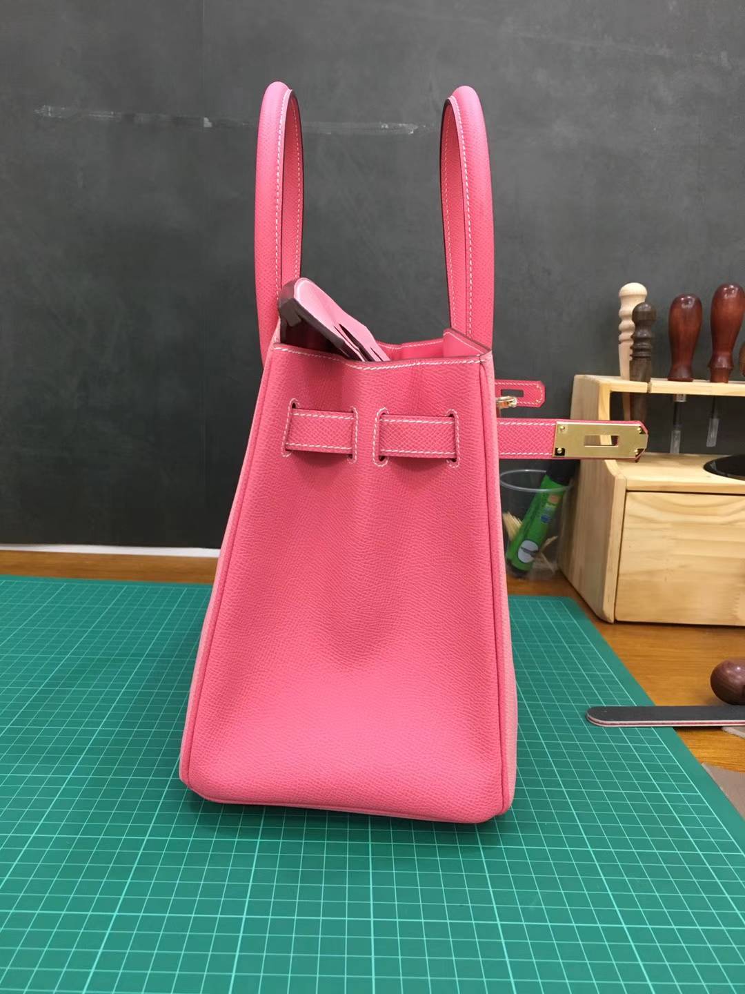 爱马仕拼色铂金包 Hermes Birkin30CM E5糖果粉拼1Q奶昔粉Epsom牛皮 金扣