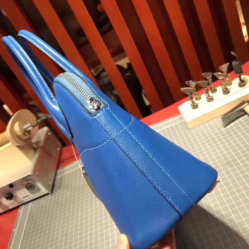 Hermes Bolide27CM 爱马仕希腊蓝Swift牛皮保龄球包手提女包27cm