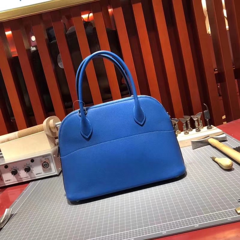 Hermes Bolide27CM 爱马仕希腊蓝Swift牛皮保龄球包手提女包27cm