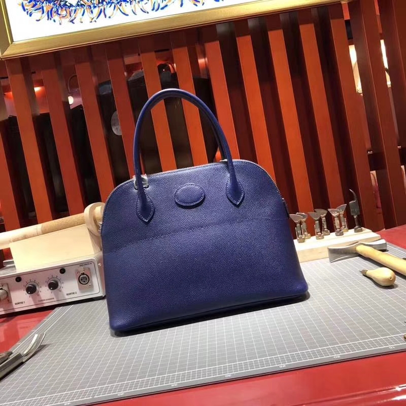 爱马仕女包价格 Hermes Bolide27CM 宝石蓝Epsom牛皮手提包