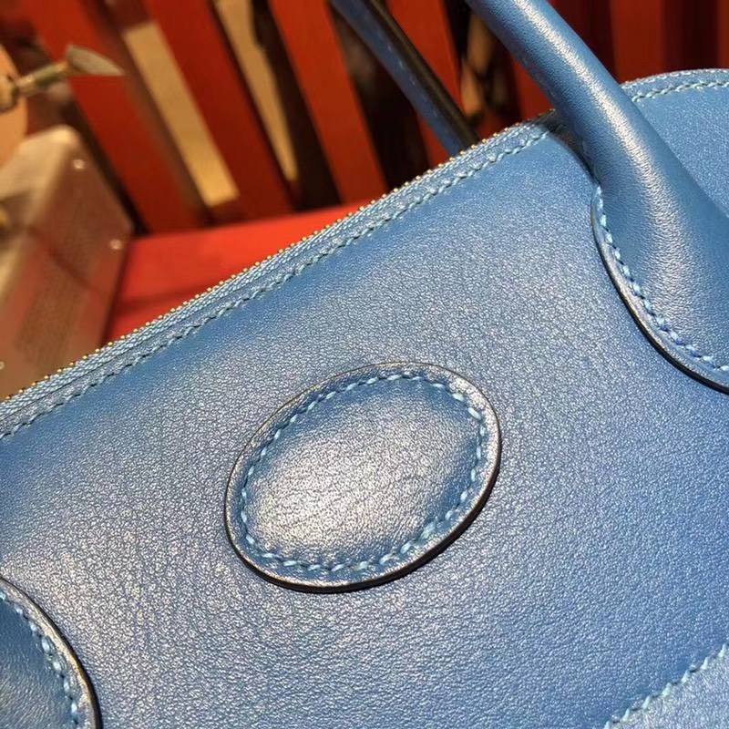 Hermes Bolide27CM 爱马仕希腊蓝Swift牛皮保龄球包手提女包27cm