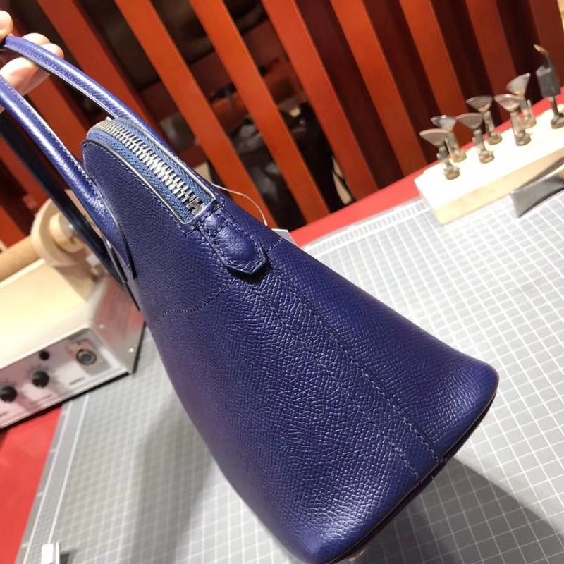 爱马仕女包价格 Hermes Bolide27CM 宝石蓝Epsom牛皮手提包