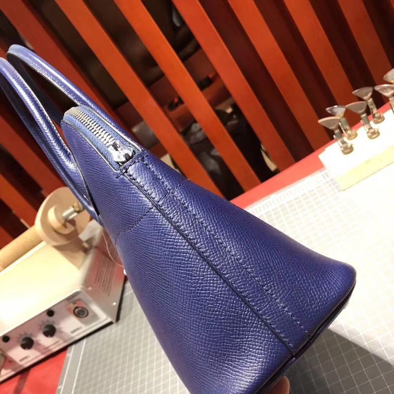 爱马仕女包价格 Hermes Bolide27CM 宝石蓝Epsom牛皮手提包