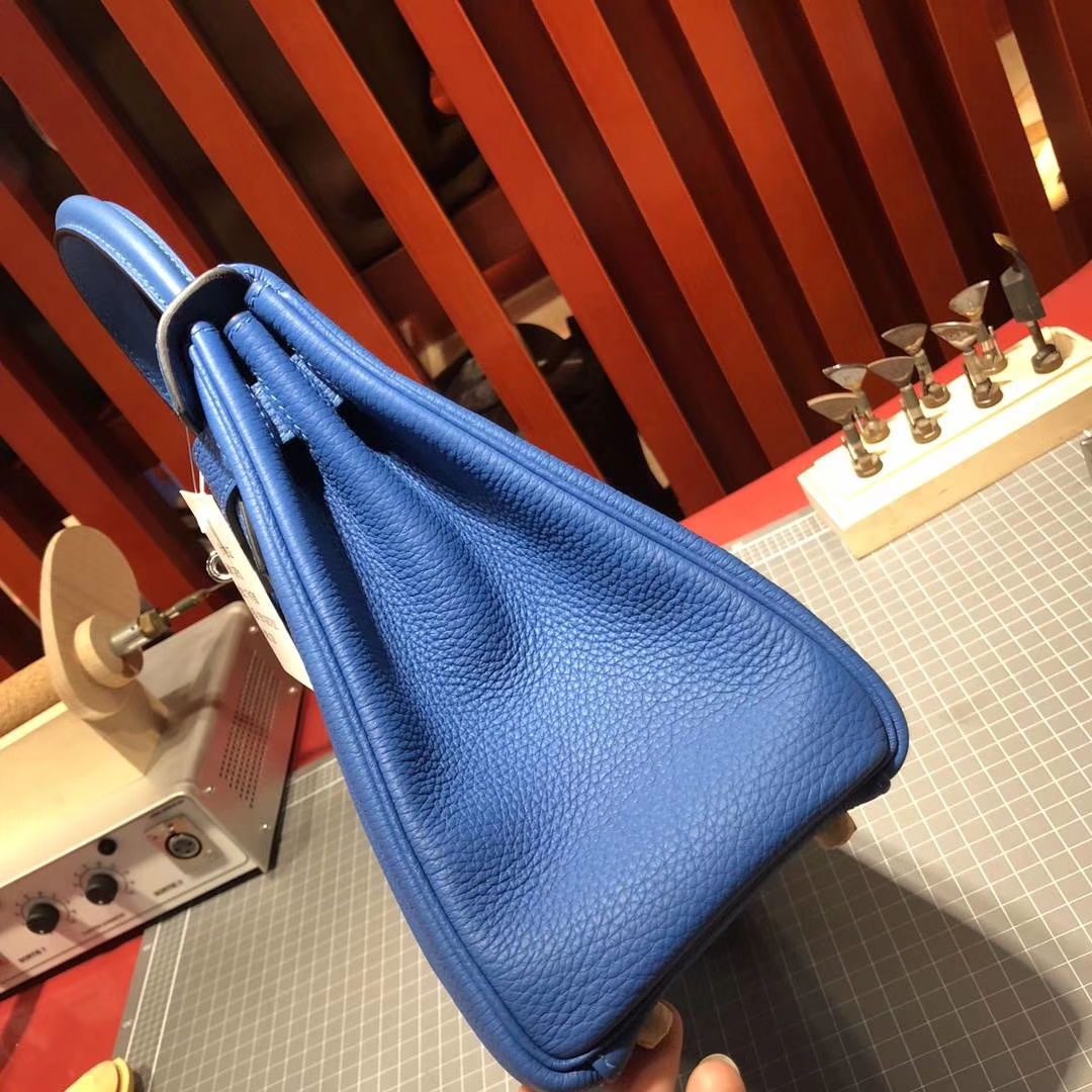 爱马仕凯莉包尺寸 Hermes Kelly28CM B3坦桑尼亚蓝Togo牛皮 金扣