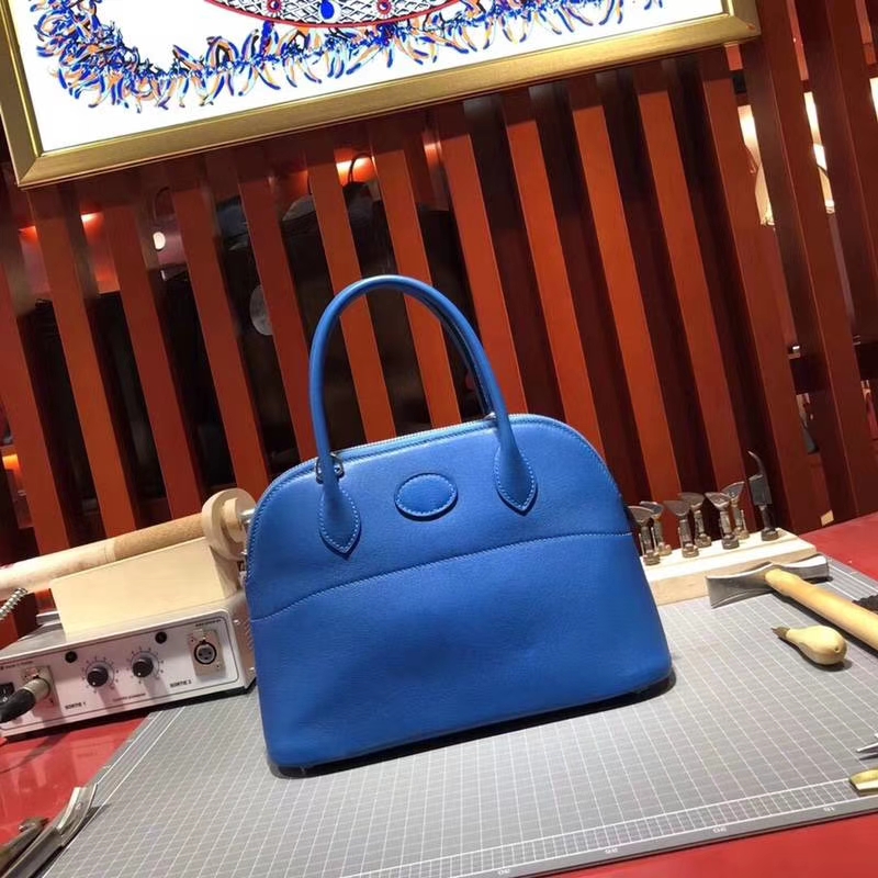 Hermes Bolide27CM 爱马仕希腊蓝Swift牛皮保龄球包手提女包27cm