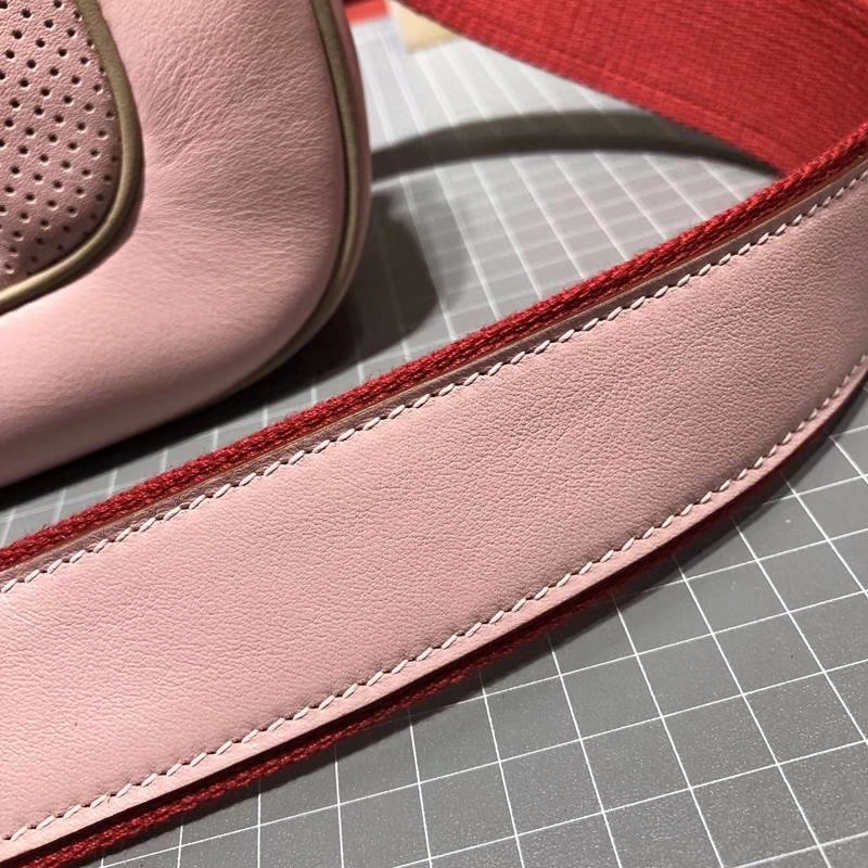 爱马仕新款包包 Hermes Berline20CM 3Q粉色拼番茄红Swift牛皮线条包