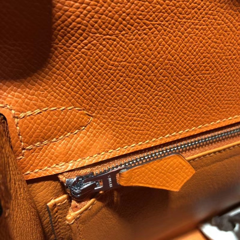 Hermes Kelly25CM 爱马仕橙色原厂Epsom牛皮凯莉包 银扣