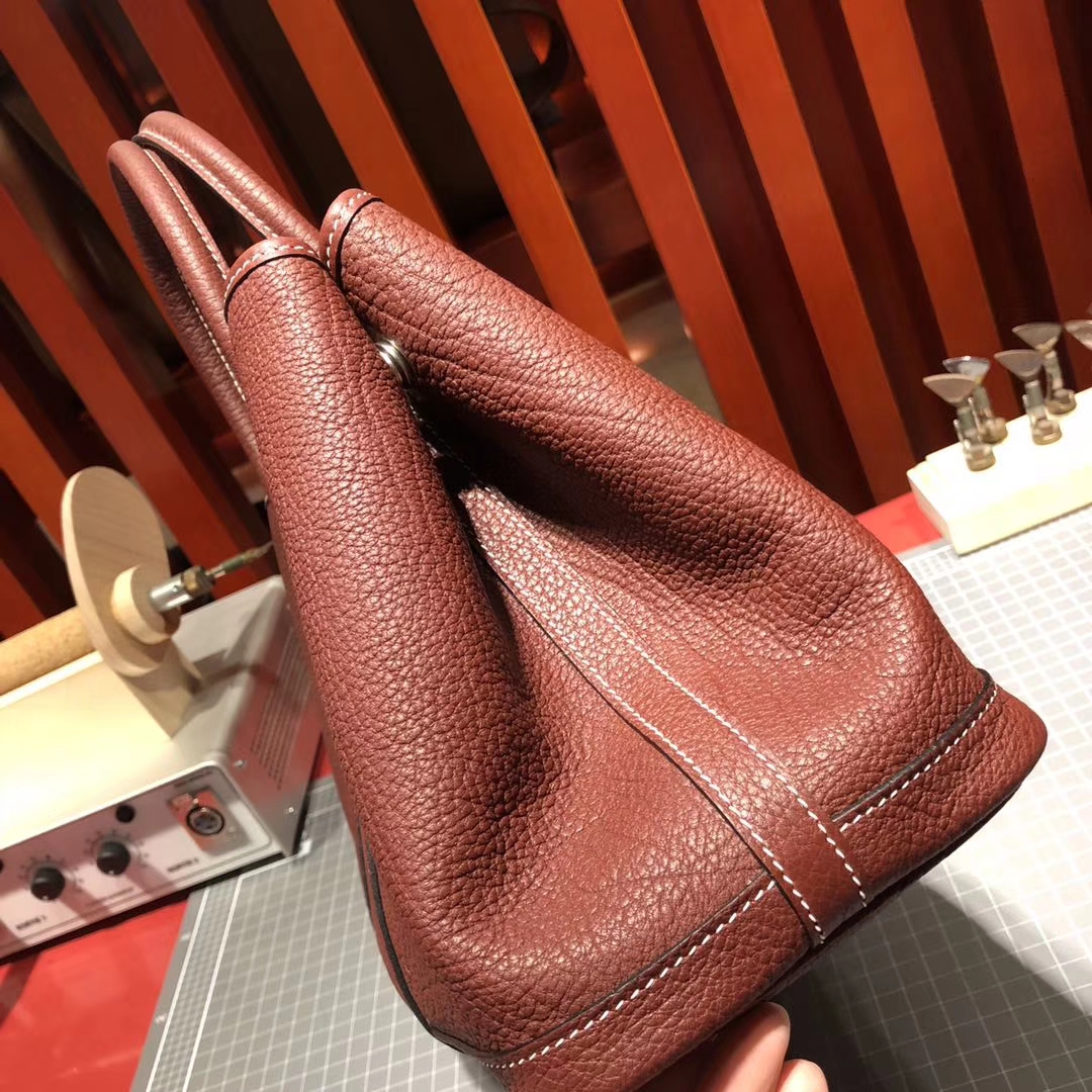 Hermes Garden Party Bags 爱马仕酒红色法国本土小牛皮花园包30CM