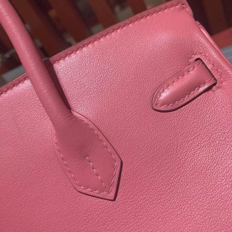 爱马仕Birkin包包 Hermes唇膏粉进口Swift牛皮铂金包Birkin25CM 金扣