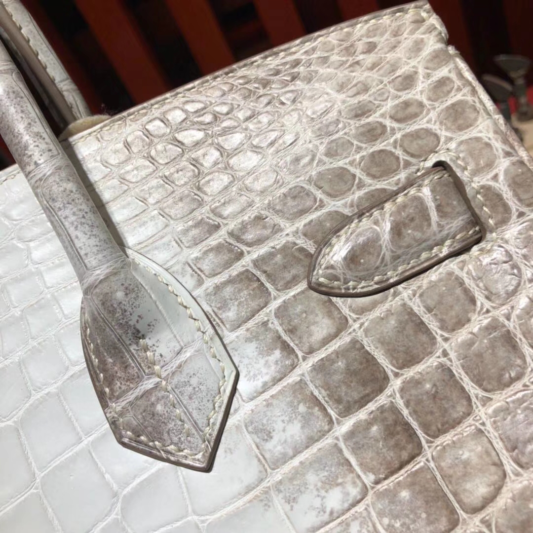 Hermes Birkin30CM 爱马仕喜马拉雅两点鳄鱼皮铂金包 银扣