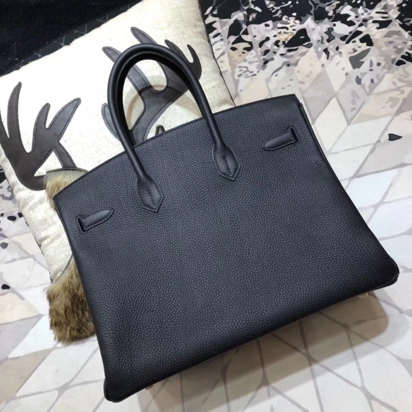 Hermes Birkin35CM 爱马仕89黑色法国小牛皮铂金包 金扣