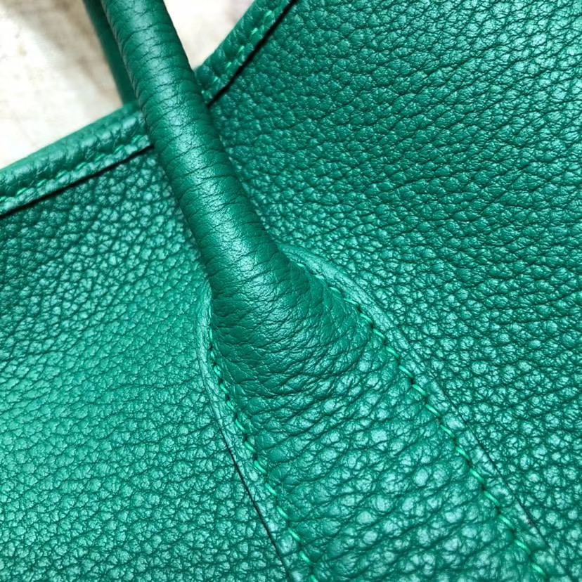 爱马仕花园包 Hermes Garden Party Bags 孔雀绿法国小牛皮 银扣