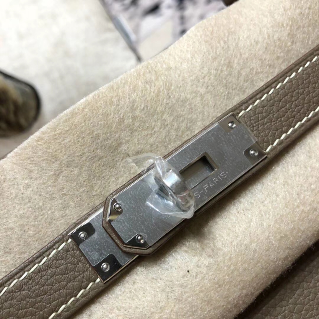 Hermes Kelly28CM 爱马仕CC18大象灰原厂Togo小牛皮凯莉包 银扣