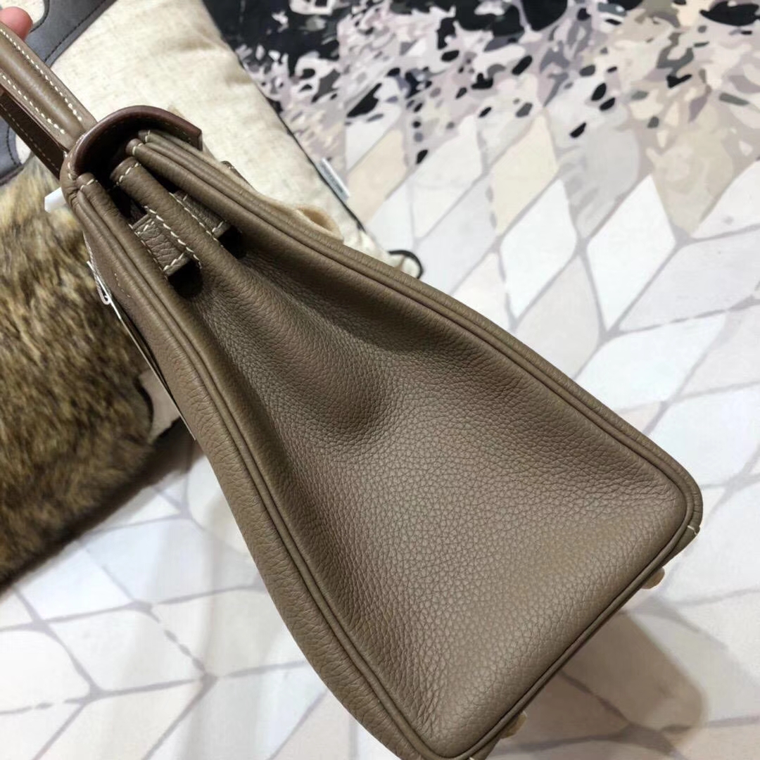 Hermes Kelly28CM 爱马仕CC18大象灰原厂Togo小牛皮凯莉包 银扣