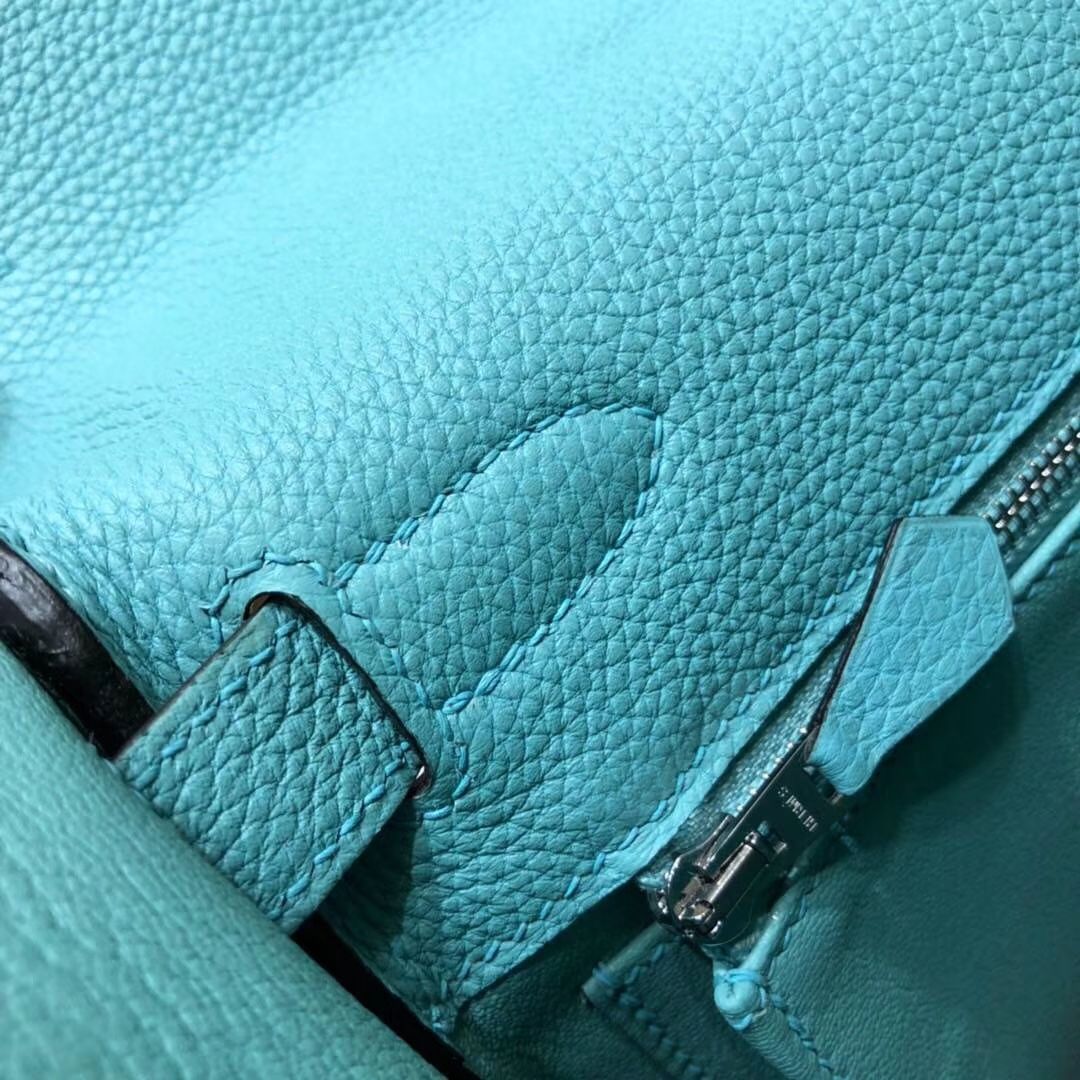 爱马仕凯莉包价格 Hermes Kelly28CM 3P马卡龙蓝Togo小牛皮 银扣