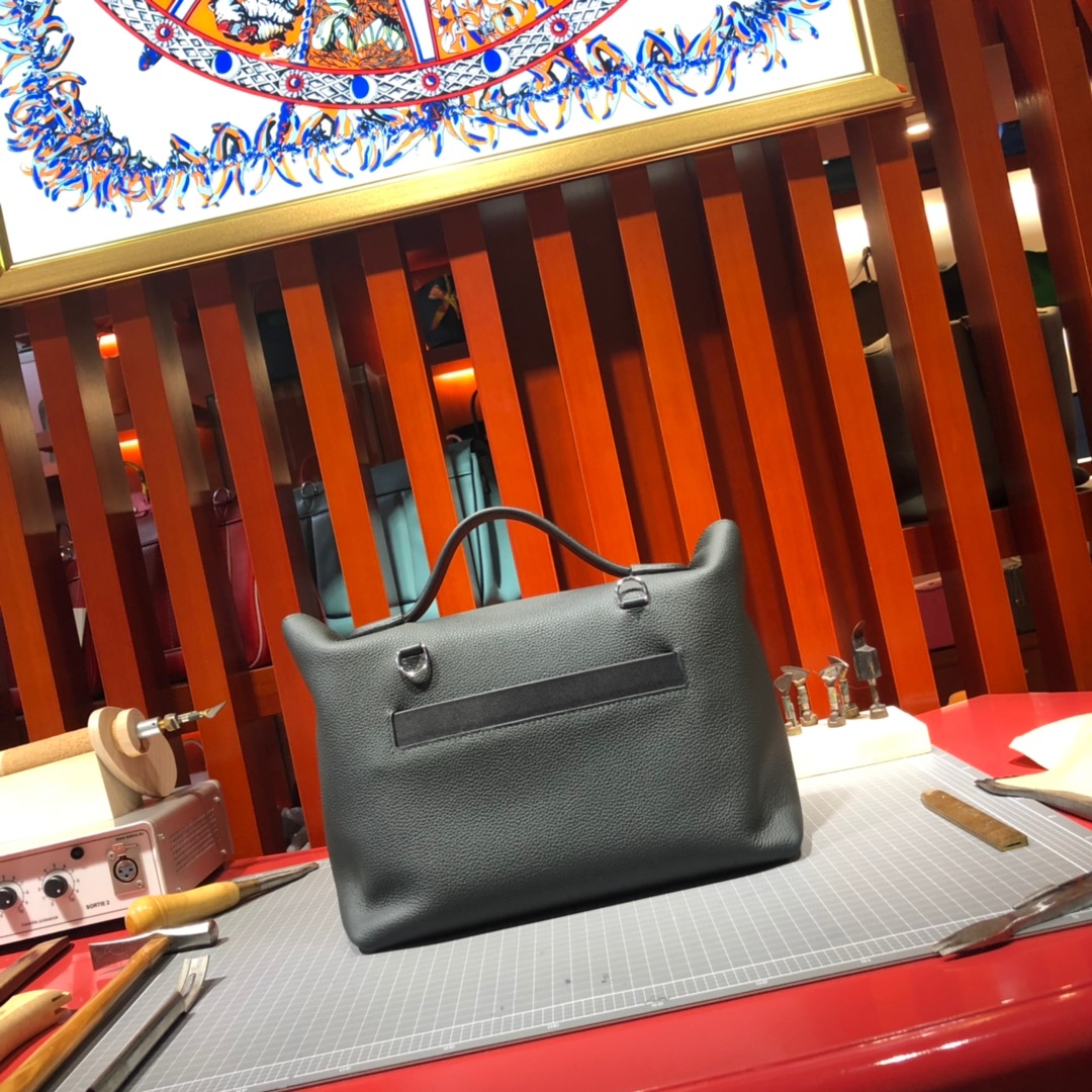 爱马仕女包定制 Hermes Kelly24-24 29CM石墨灰法国Togo牛皮新款凯莉包 银扣