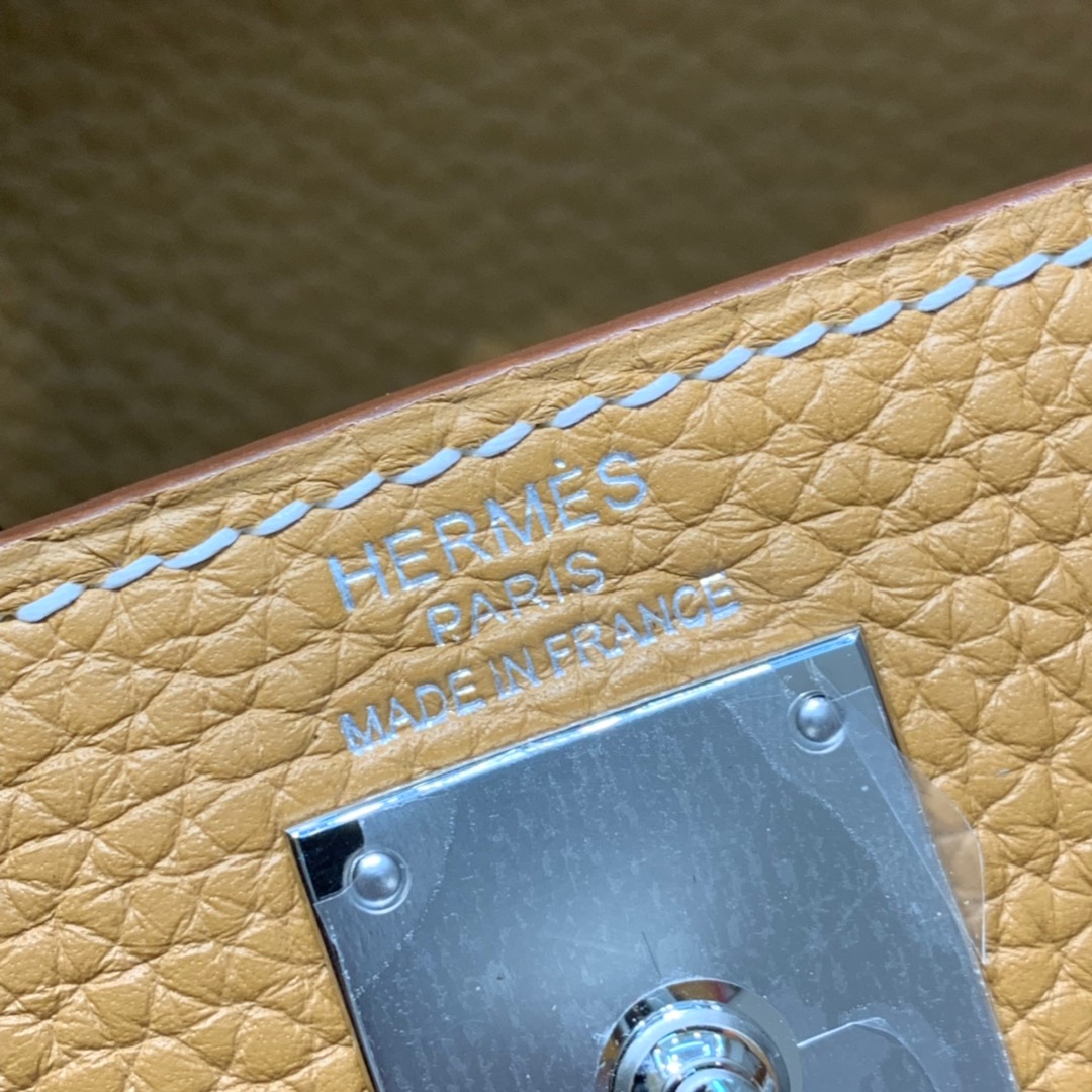 爱马仕双肩包 Hermes Kellyado 20CM 沙滩金进口Togo牛皮后背包 银扣