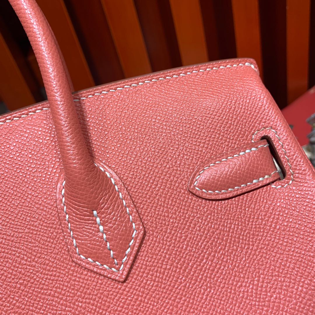 爱马仕包包官网 Hermes Birkin25CM L5龙虾粉进口Epsom牛皮铂金包 银扣