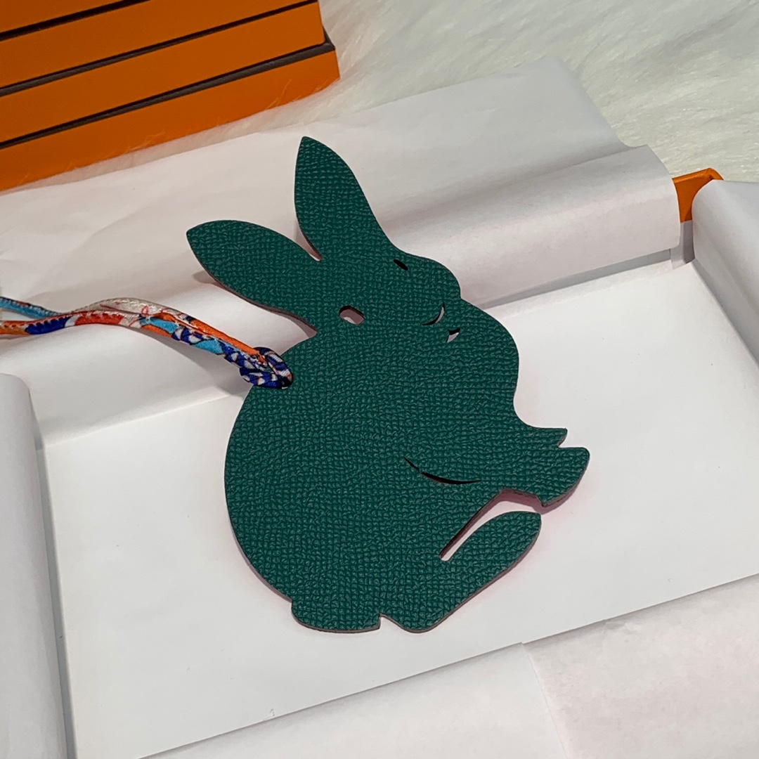 爱马仕手缝挂件 Hermes多色原厂Epsom牛皮兔子挂件包包挂饰