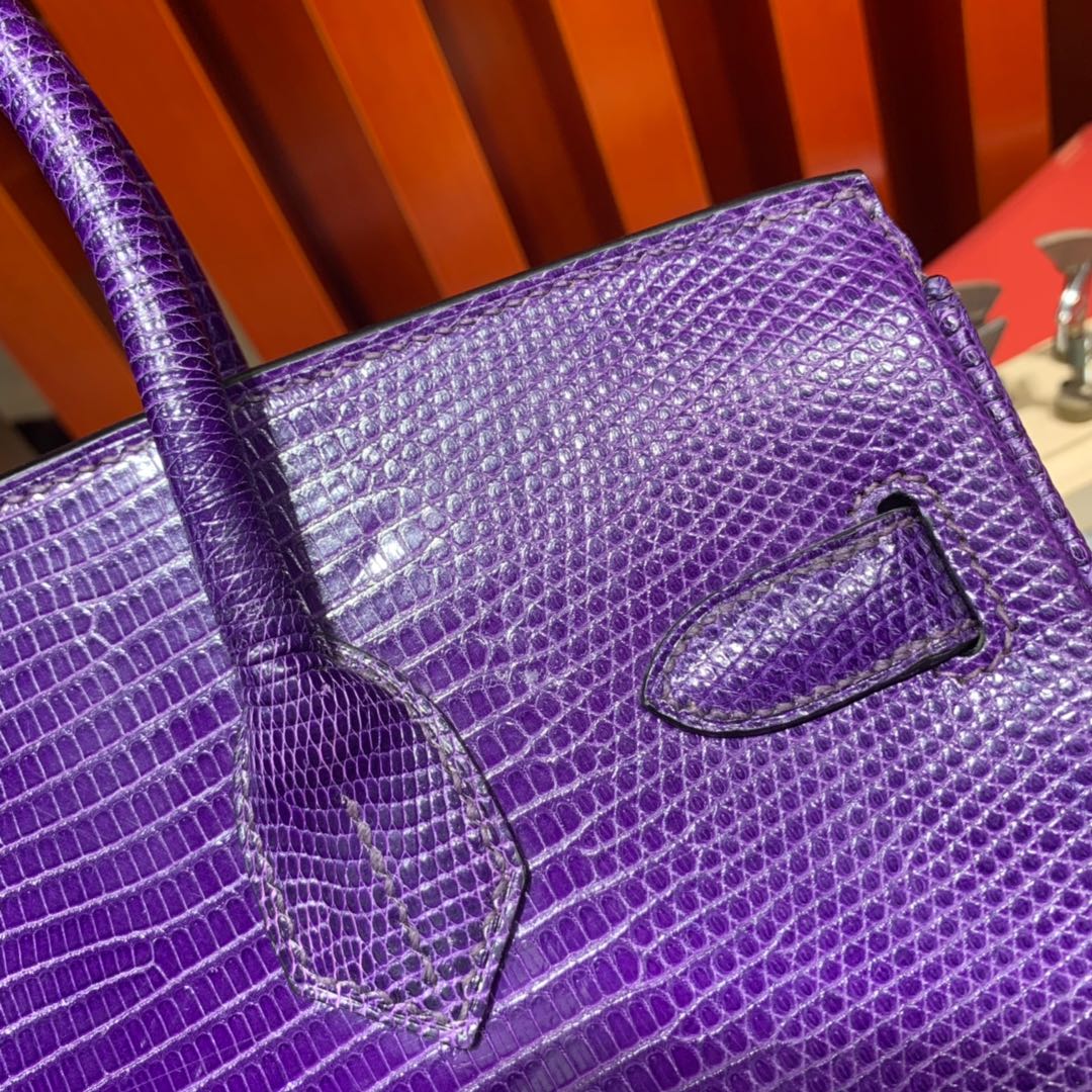 Hermes新款女包 爱马仕梦幻稀有蜥蜴皮铂金包Birkin30CM 金扣