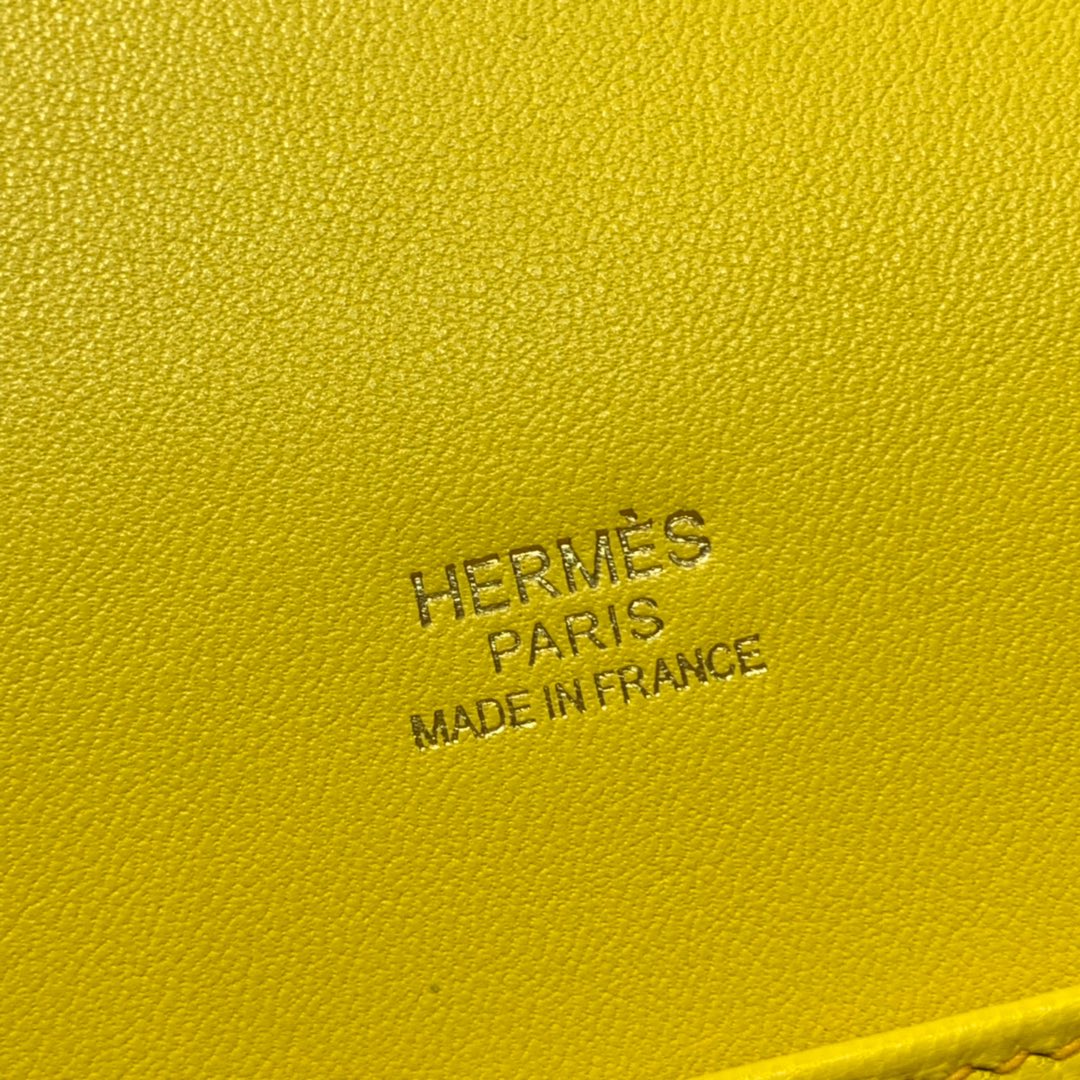 Hermes包包官网 爱马仕琥珀黄原厂Swift皮猪鼻子包Roulis24CM 金扣