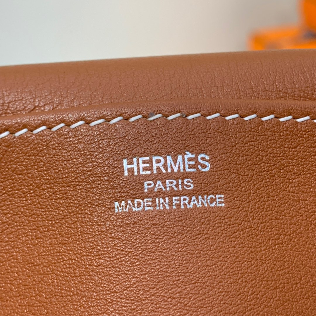 Hermes包包官网 爱马仕土黄色进口Swift牛皮mini Halzan手提斜挎包22cm